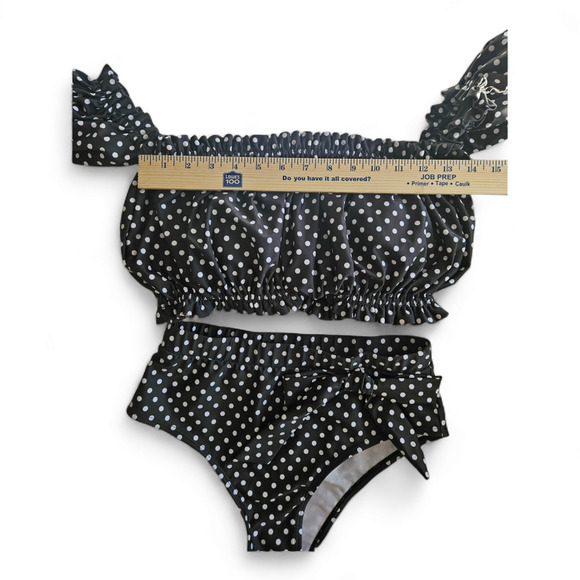 NWOT Black and White Polka Dot Womens 2 Piece Bathing suit Size Small - Picture 5 of 8